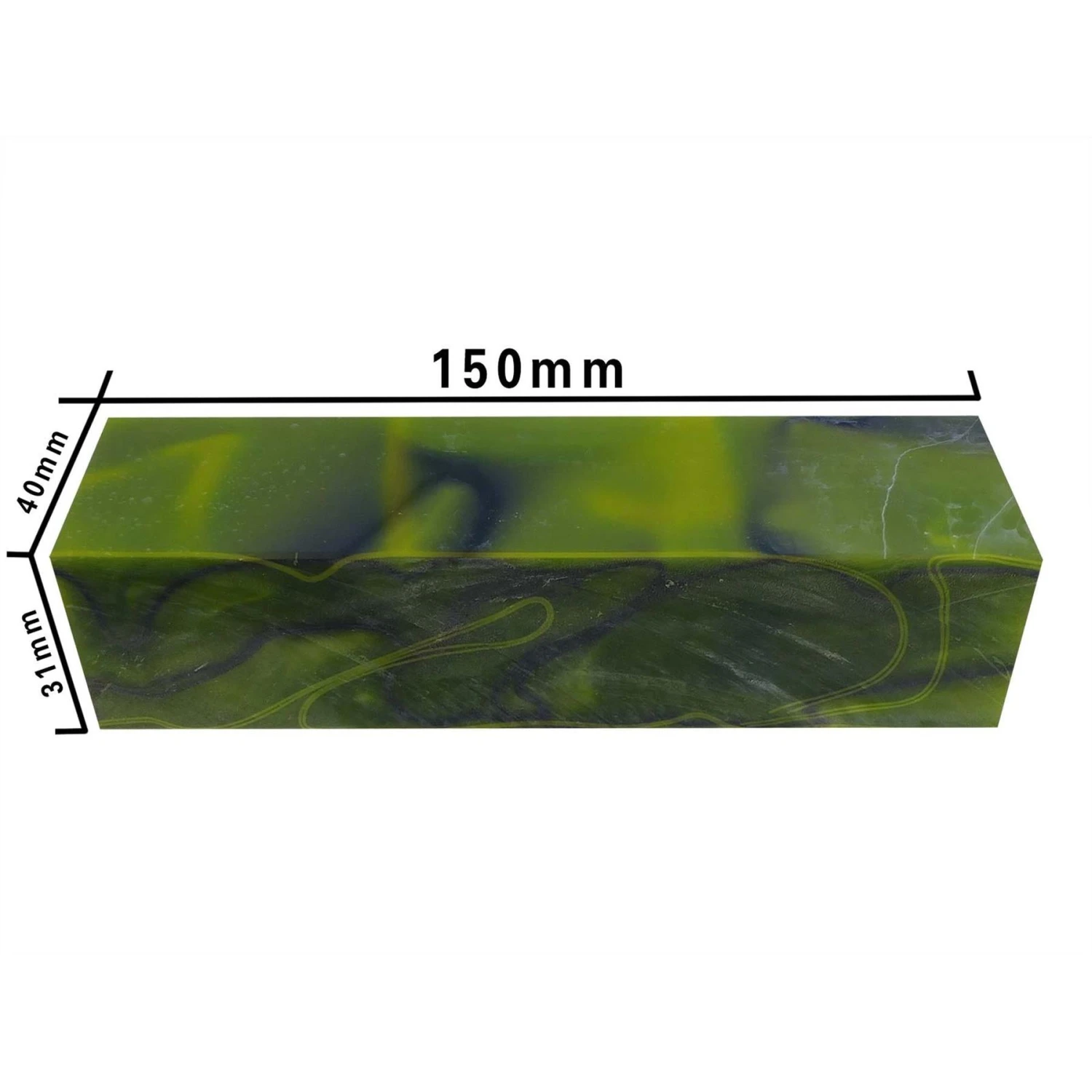 Toxic Green/Black Abstract Kirinite Acrylic Knife Block - 150x40x31mm 2 Toxic Green/Black Abstract Kirinite Acrylic Knife Block - 150x40x31mm - Image 2