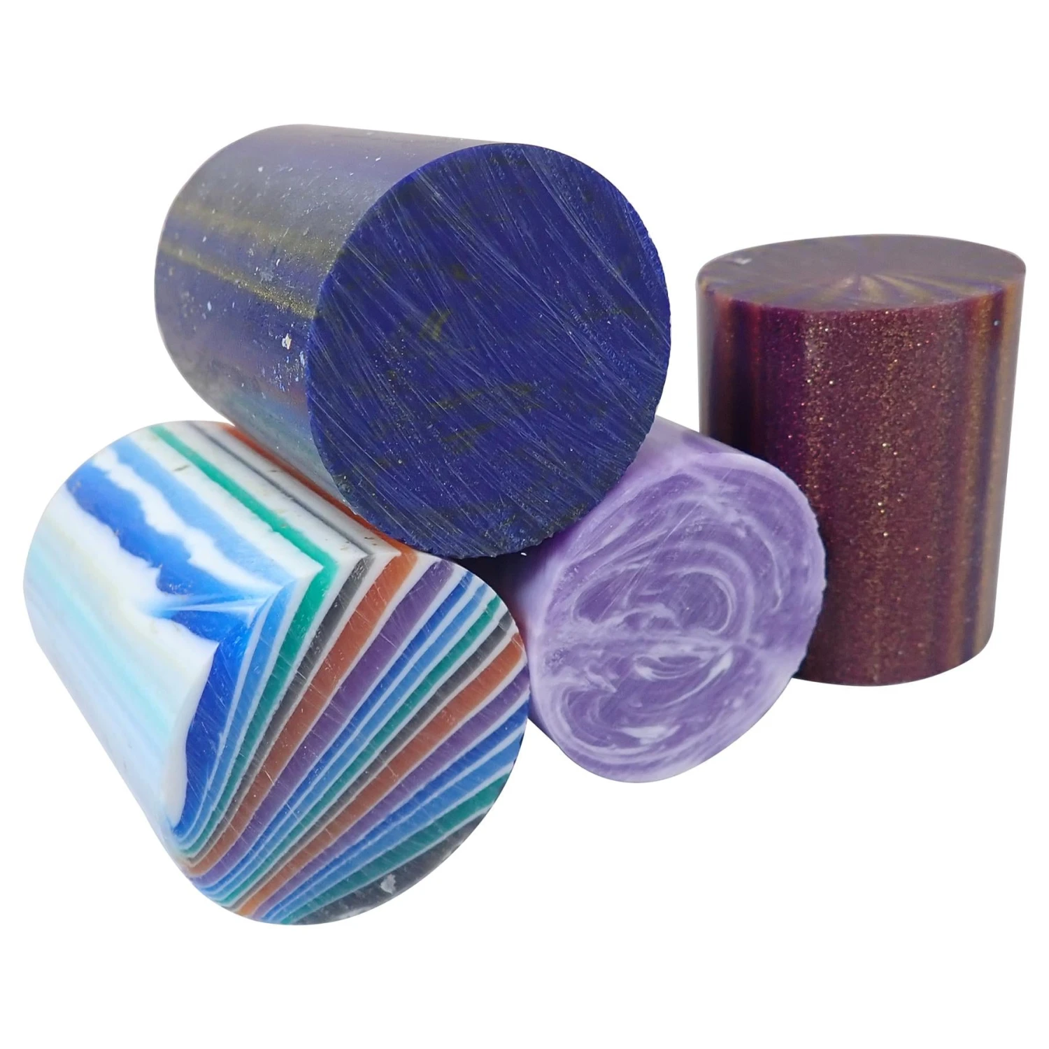 Blue Mixed Polyester Turning Blanks - 63.5x50x50mm, Set Of 4 1 Blue Mixed Polyester Turning Blanks - 63.5x50x50mm, Set Of 4