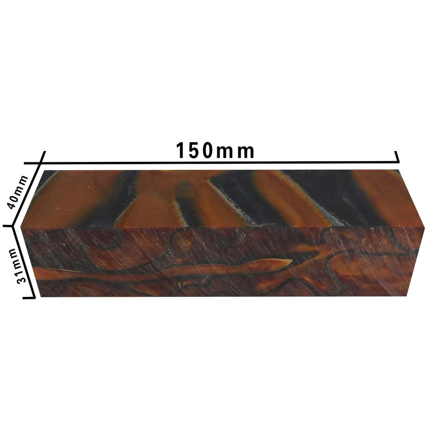 Root Beer Brown/Black Whirl Abstract Kirinite Acrylic Knife Block - 150x40x31mm 2 Root Beer Brown/Black Whirl Abstract Kirinite Acrylic Knife Block - 150x40x31mm - Image 2