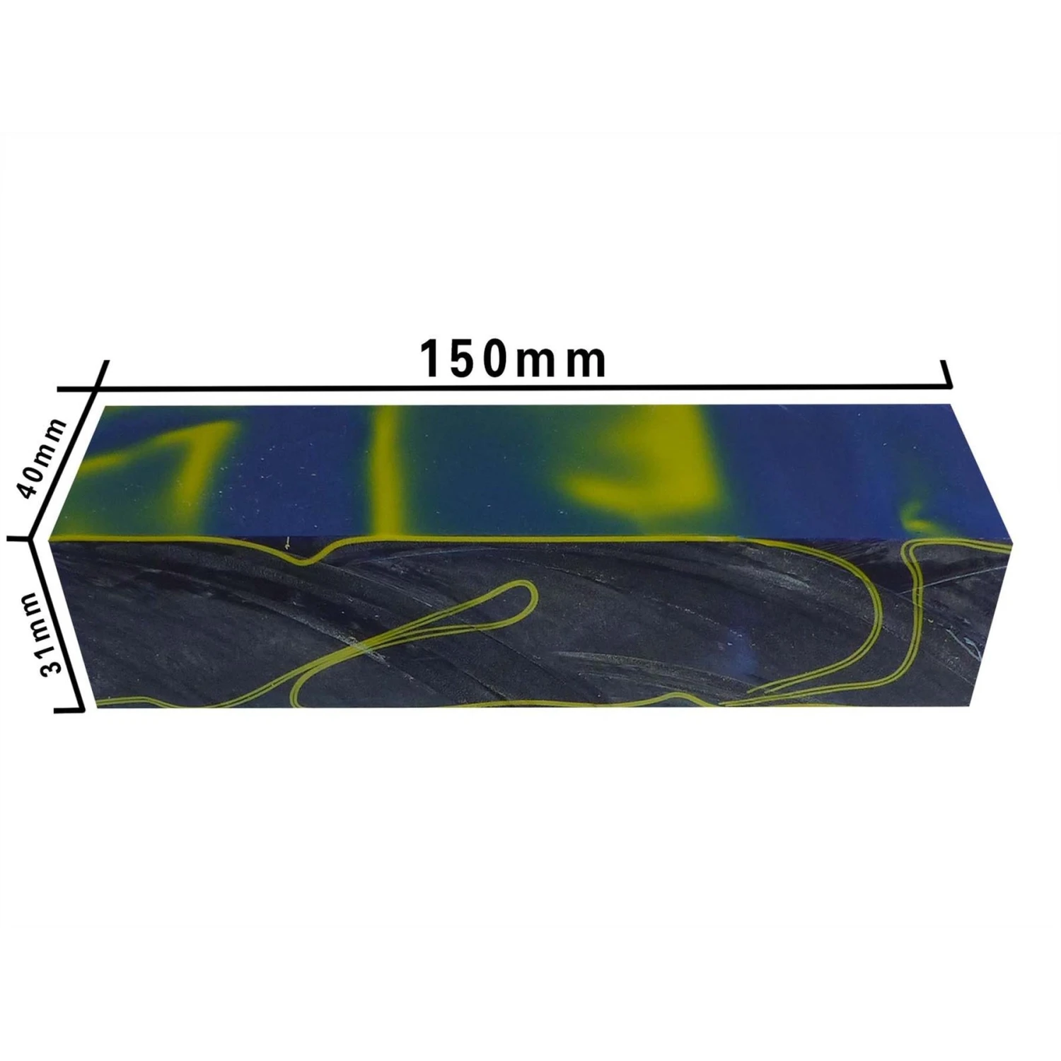 Royal Pearl Blue/Yellow Abstract Kirinite Acrylic Knife Block - 150x40x31mm 2 Royal Pearl Blue/Yellow Abstract Kirinite Acrylic Knife Block - 150x40x31mm - Image 2